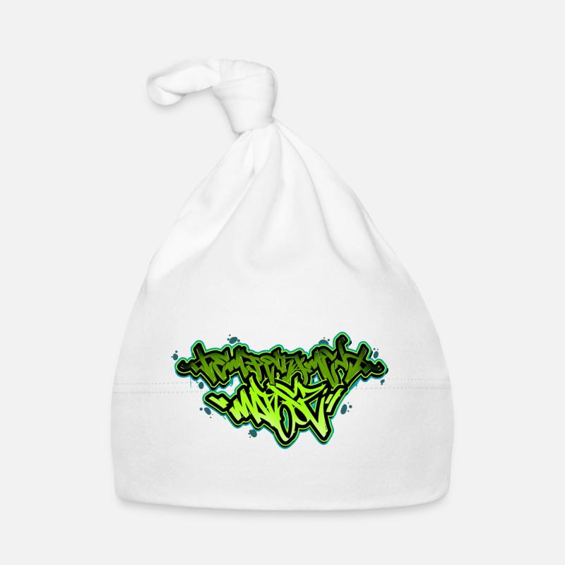 Graffiti-Stil - Baby Bio-Mütze - Weiß