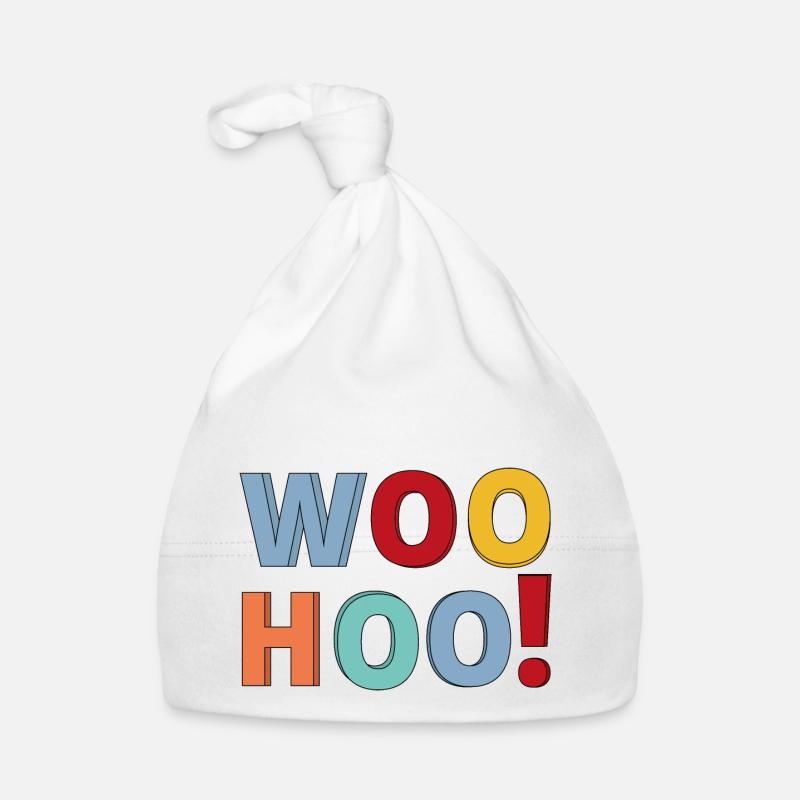 Woohoo Calligraphy text design. Organic Baby Cap