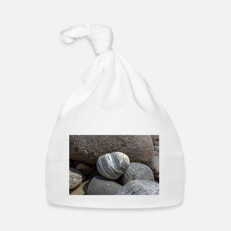 caillou dans les rochers - Bonnet bio Bébé - blanc