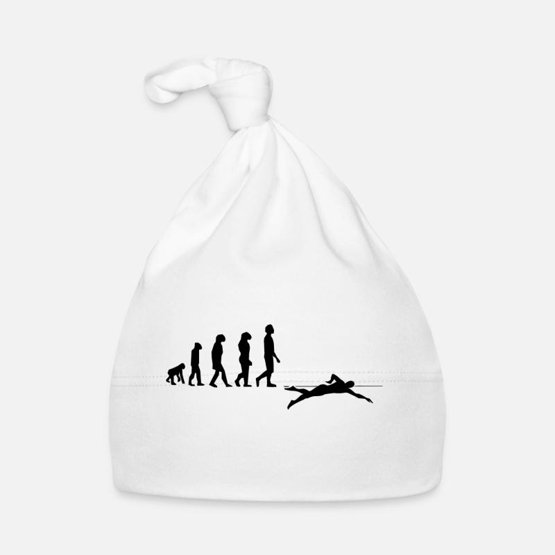 Swimming evolution - Organic Baby Cap - white