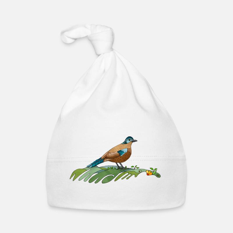 Oiseau - Bonnet bio Bébé - blanc