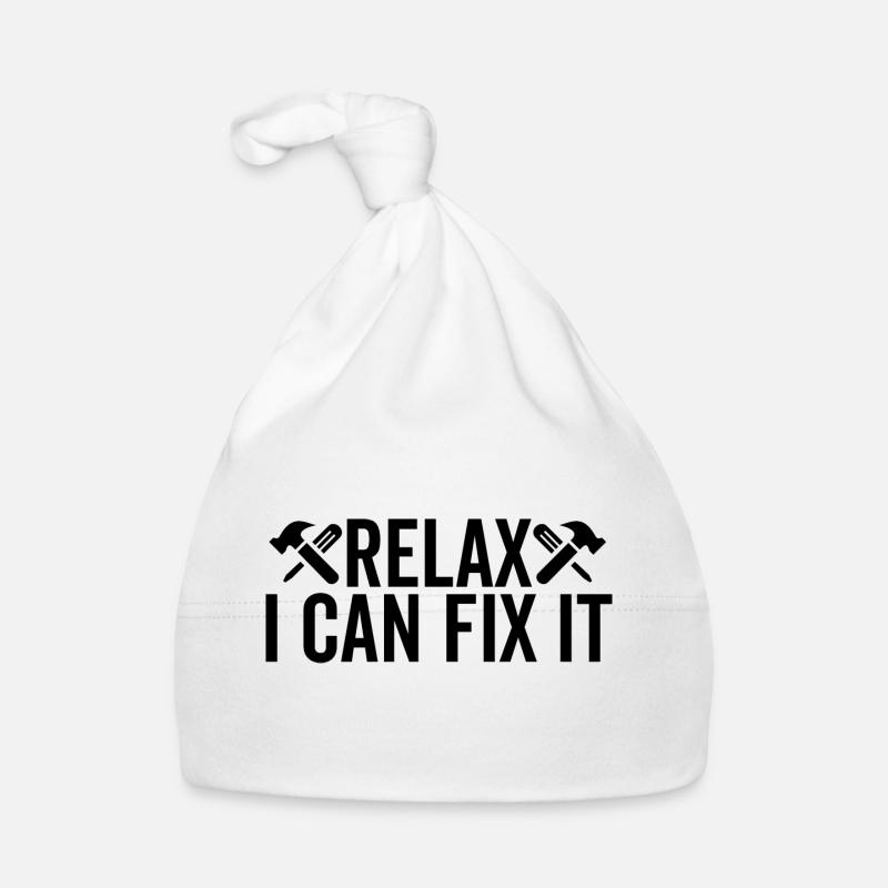 Relax I Can Fix It - Organic Baby Cap - white