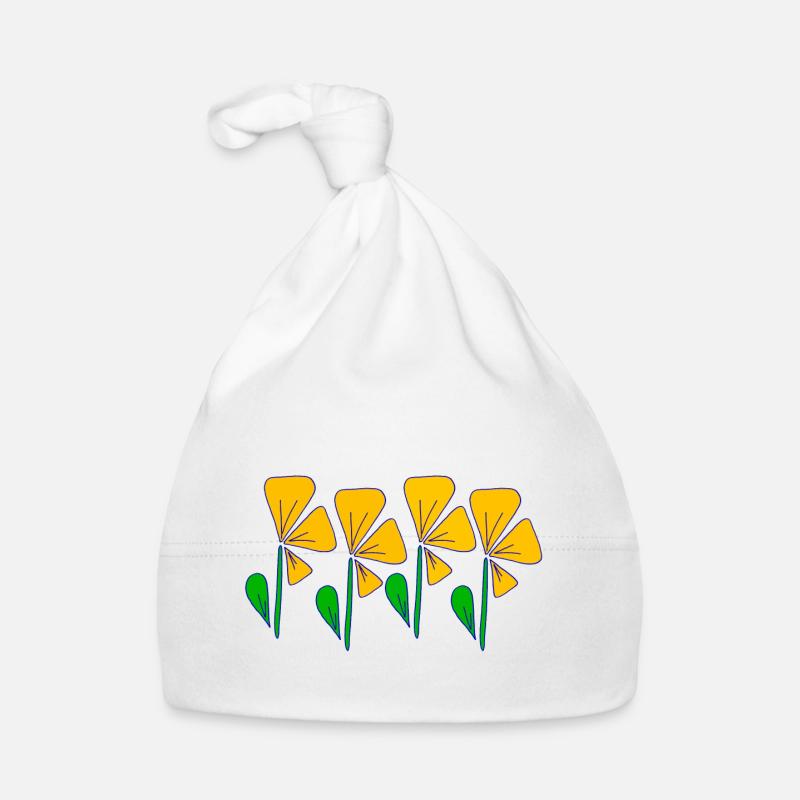 Iza Fabian-Gelbe Blumen Retro Style Baby Bio-Mütze