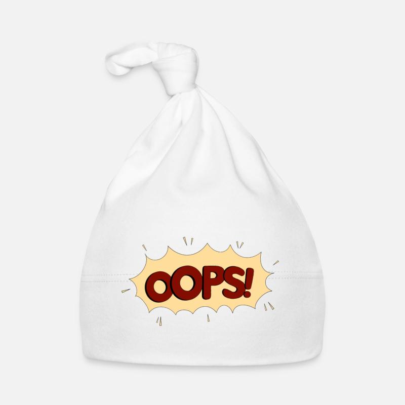 OOPS rouge - Bonnet bio Bébé - blanc