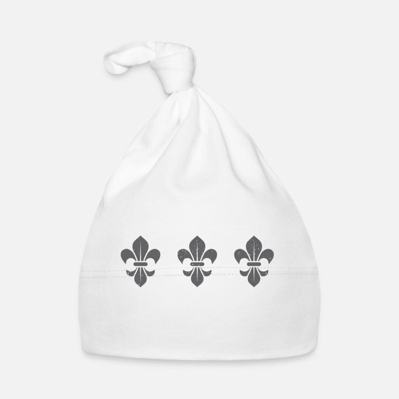 Fleur De Lys / dark grey Organic Baby Cap