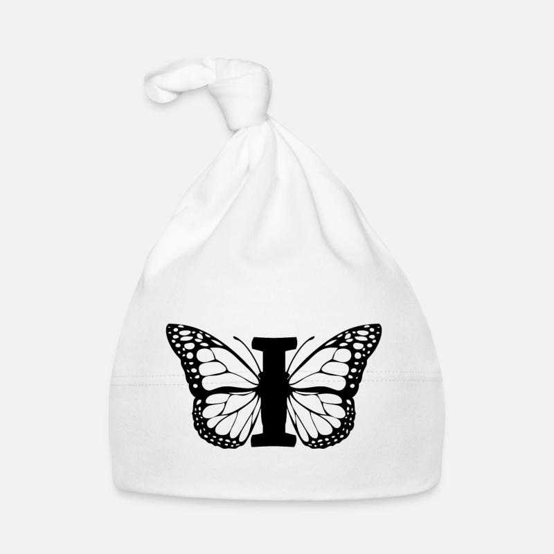 lettre i papillon - Bonnet bio Bébé - blanc