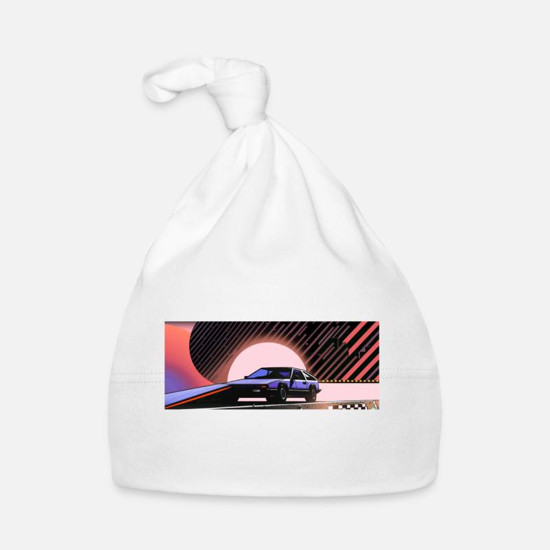 Synthwave Sportwagen Auto since fiction future Baby Bio-Mütze