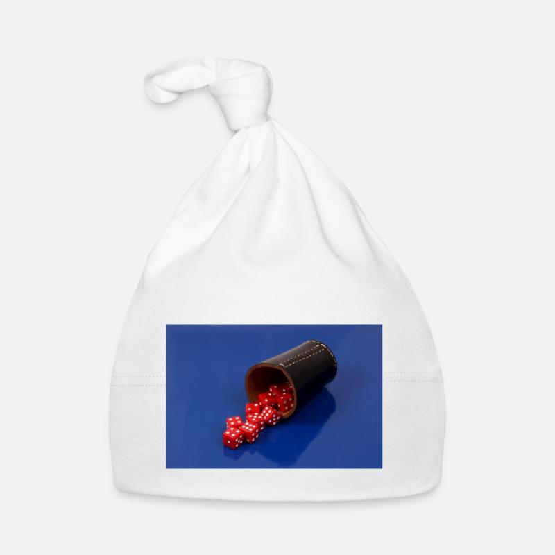 Cubes rouges avec coupe à dés - Bonnet bio Bébé - blanc