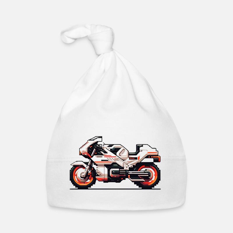 Motorcycle racing machine as 8 bit vector Organic Baby Cap
