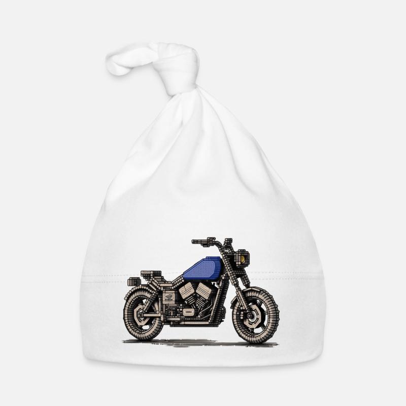 Chopper als Oldtimer Motorrad in Pixelart Baby Bio-Mütze