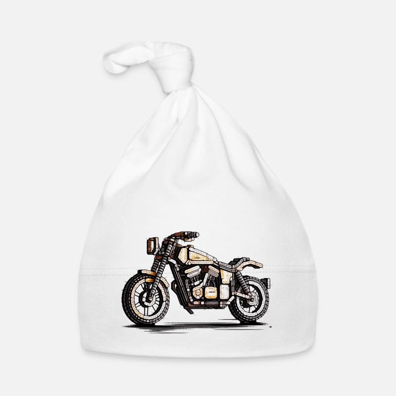 Motorrad als Oldtimer Zweirad in 16-Bit Baby Bio-Mütze