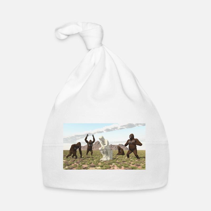 Gorillas with Thinker Sculpture Organic Baby Cap