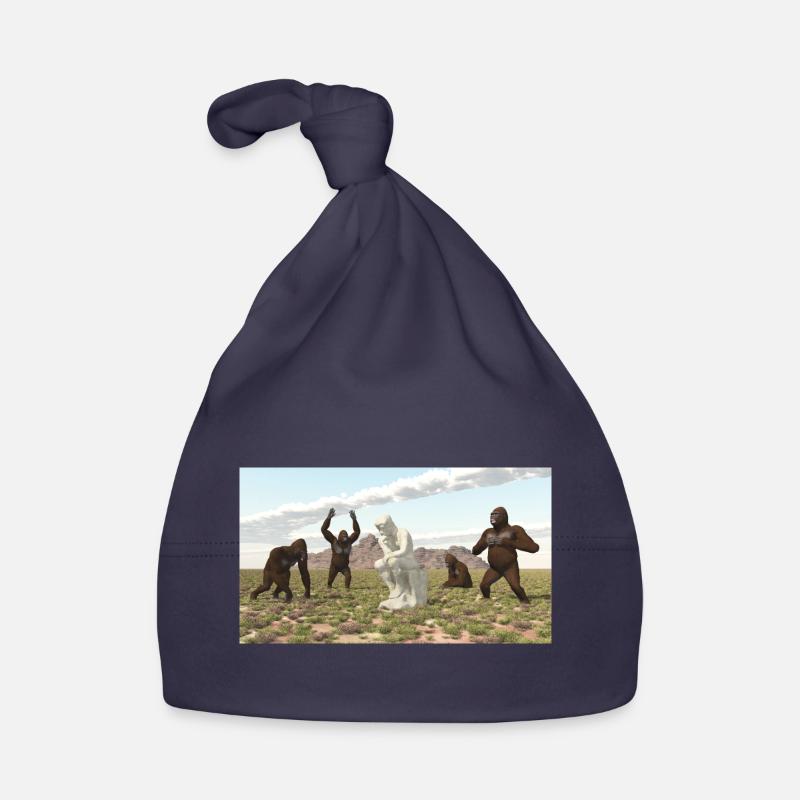 Gorillas with Thinker Sculpture Organic Baby Cap