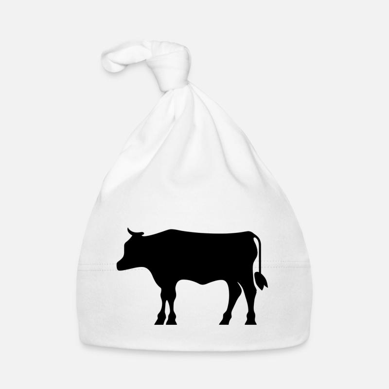 Icône de vache simple - Bonnet bio Bébé - blanc