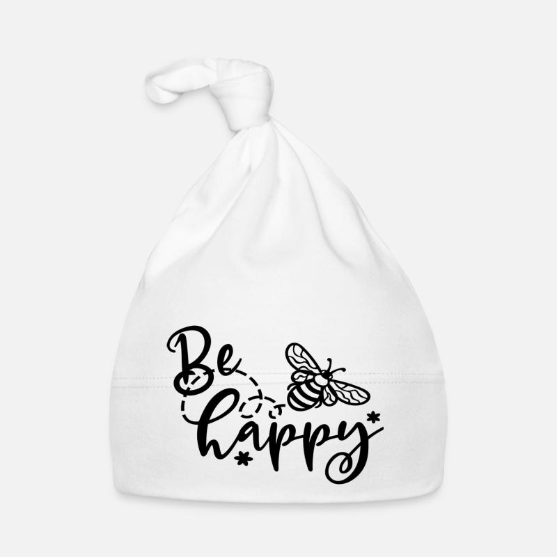 be happy - Sei glücklich - Biene Baby Bio-Mütze
