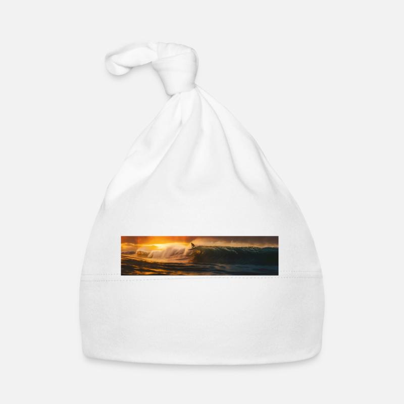 Surfeurs de vagues - Bonnet bio Bébé - blanc