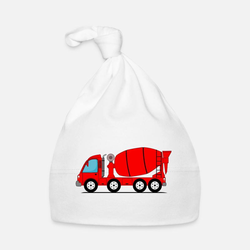 Concrete mixer truck red Organic Baby Cap