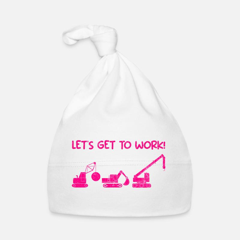Bagger Baustelle Bauarbeiterin Mädchen I Geschenk Baby Bio-Mütze