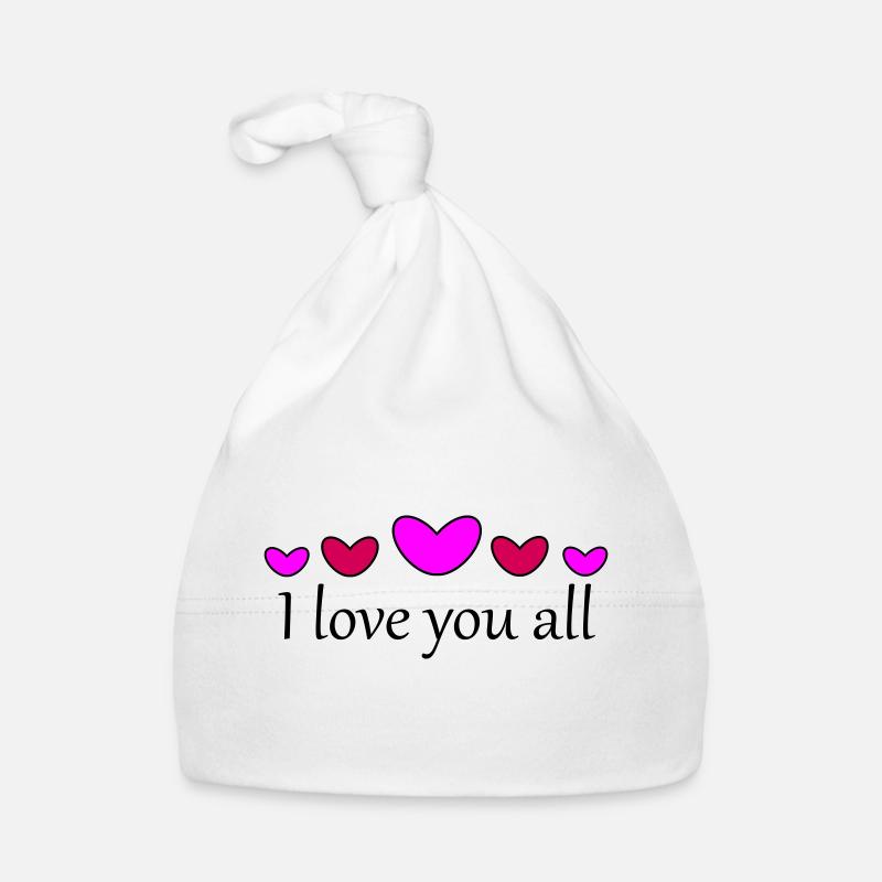 Je vous aime tous - Bonnet bio Bébé - blanc