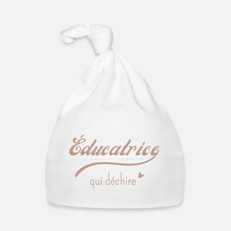 Éducatrice qui déchire - Bonnet bio Bébé - blanc