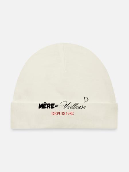 Mère veilleuse depuis 1982 - Bonnet bio Bébé - blanc - Devant
