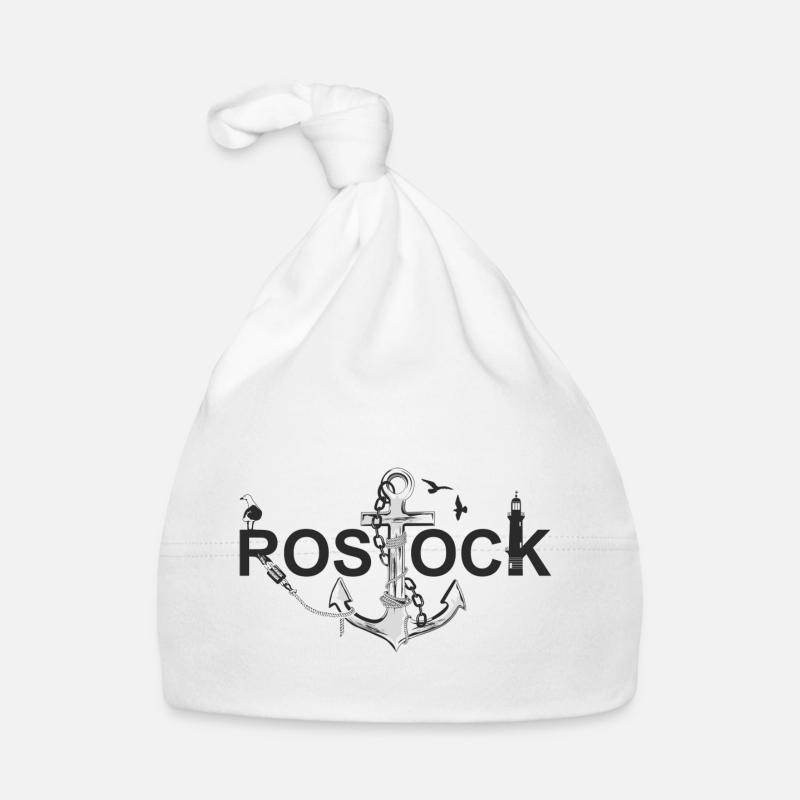 Rostock mit Schriftzug und Anker Baby Bio-Mütze