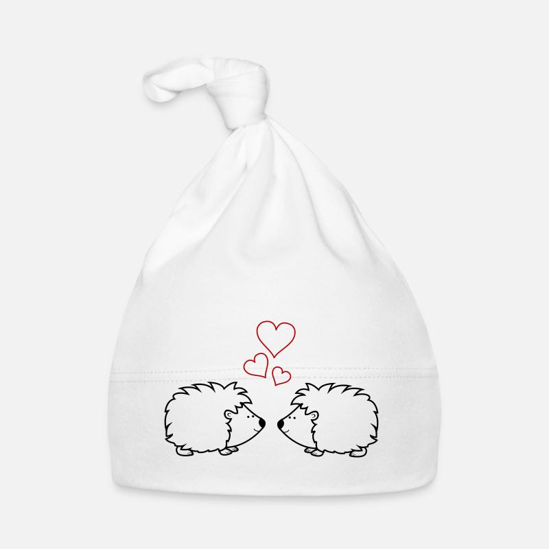 Hérisson amoureux - Bonnet bio Bébé - blanc