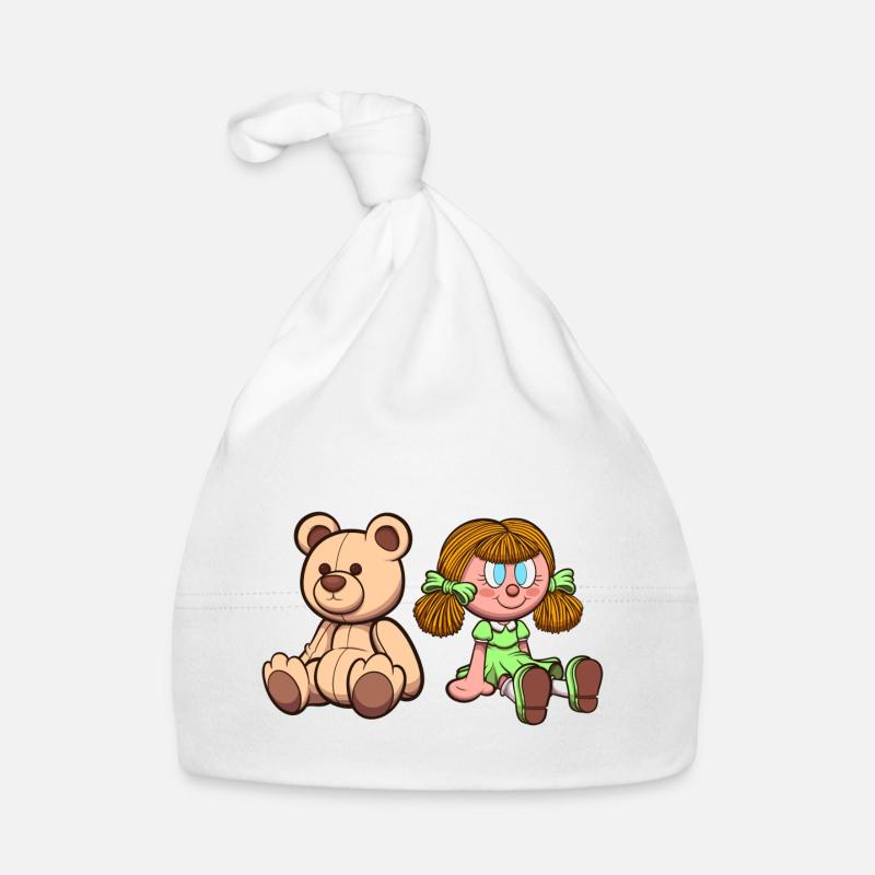 Dessin animé Teddy Bear And Doll Bonnet bio Bébé