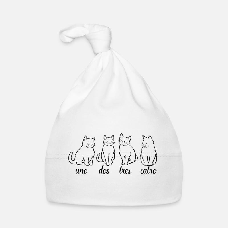 Uno dos Tres Catro Fun Cat Spanish Cats Design - Bonnet bio Bébé - blanc