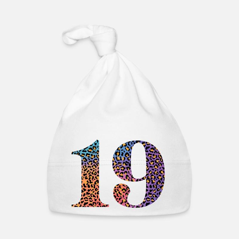 19e anniversaire léopard - Bonnet bio Bébé - blanc