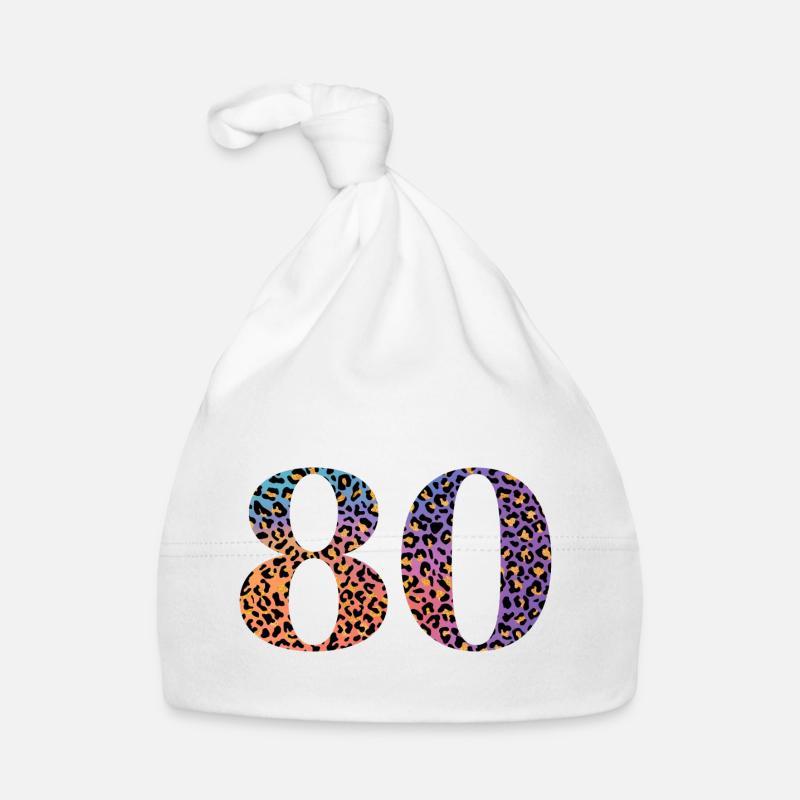 80th Birthday Leopard Organic Baby Cap