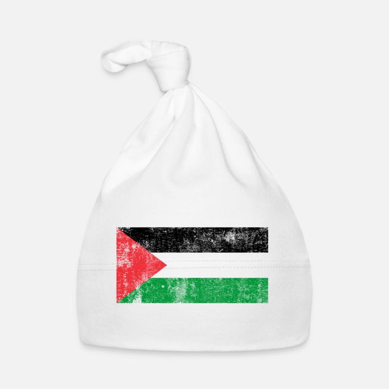 Drapeau de la Palestine drapeau Grunge Retro Vintage Bonnet bio Bébé