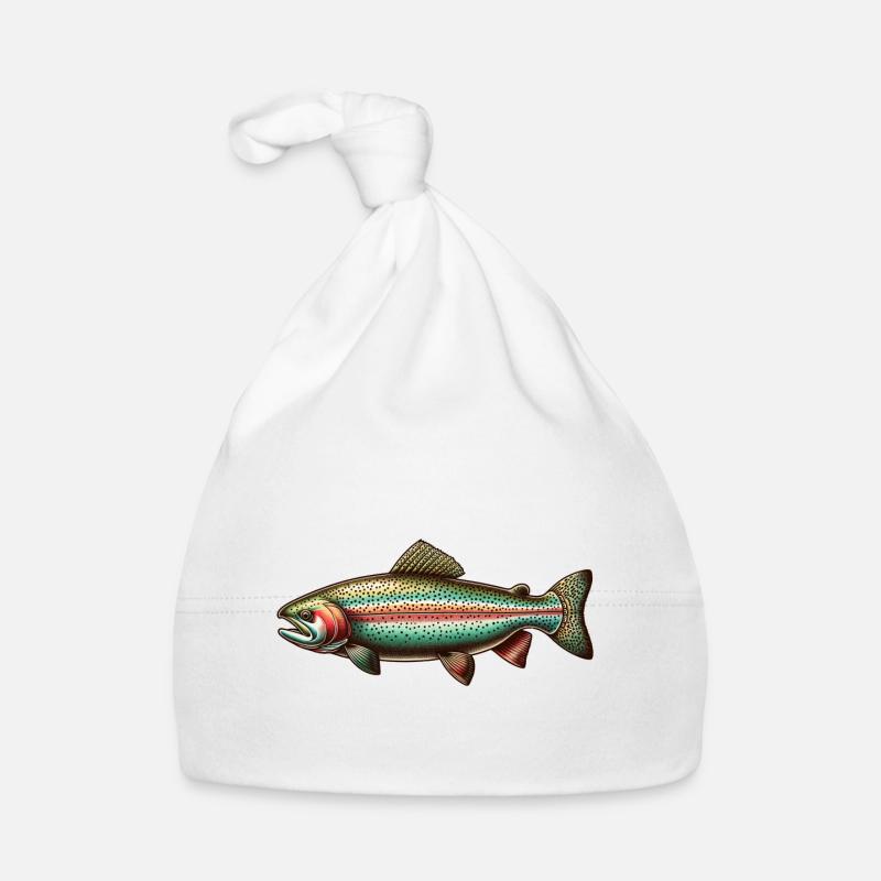 Truite arc-en-ciel - Bonnet bio Bébé - blanc