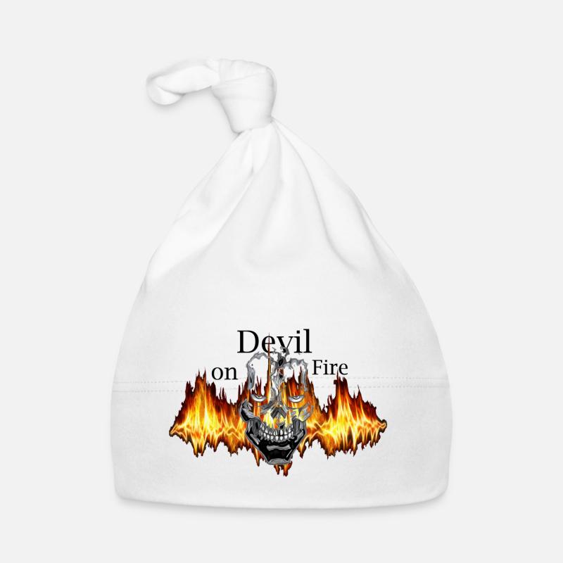 Devil on the Fire - Organic Baby Cap - white