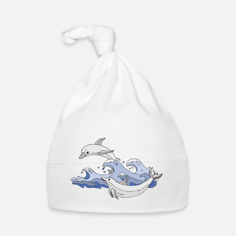 Dauphins - Bonnet bio Bébé - blanc