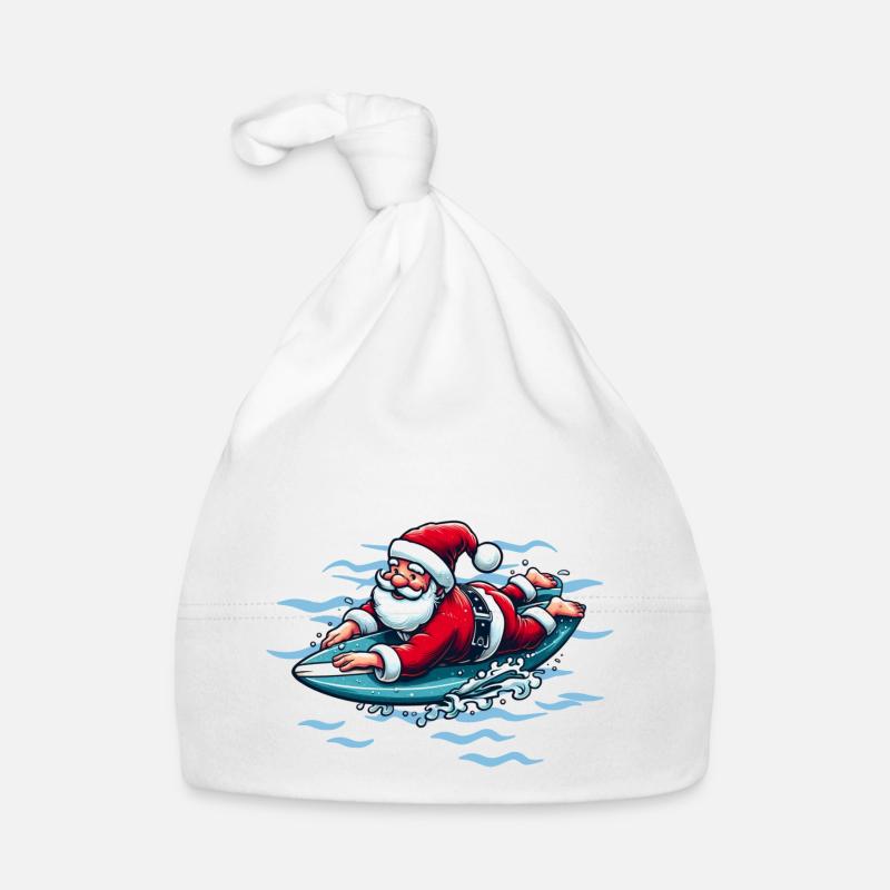 Surfender Weihnachtsmann Baby Bio-Mütze