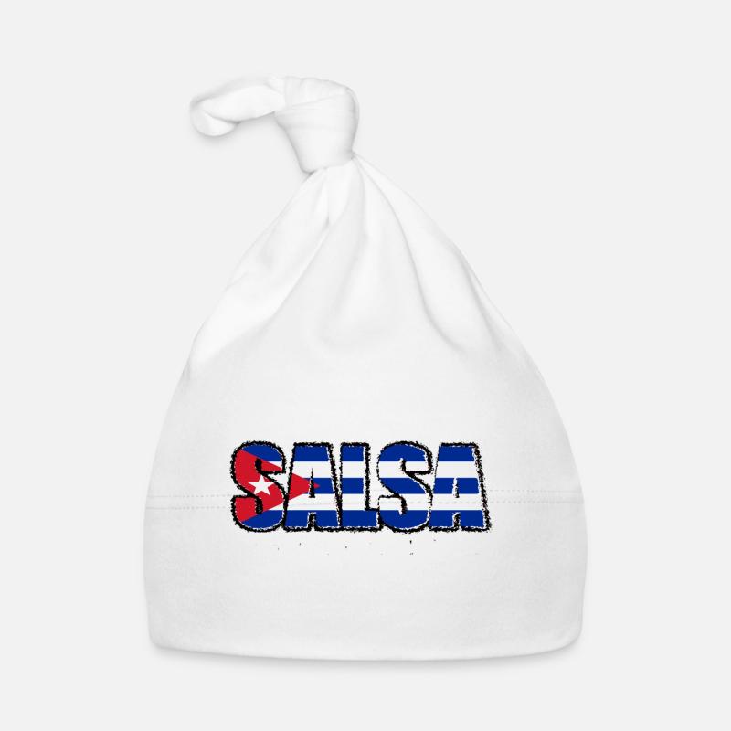 Salsa cubana avec le drapeau de Cuba - Bonnet bio Bébé - blanc