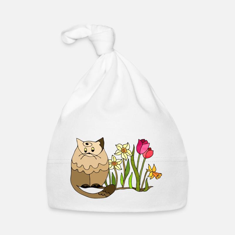 Katze - Baby Bio-Mütze - Weiß