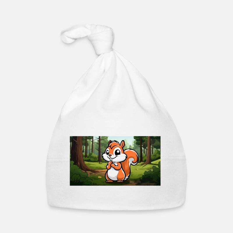 Écureuil mignon dans une forêt Bonnet bio Bébé
