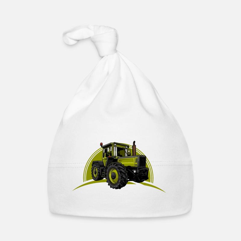 Traktor // Illustration - Baby Bio-Mütze - Weiß
