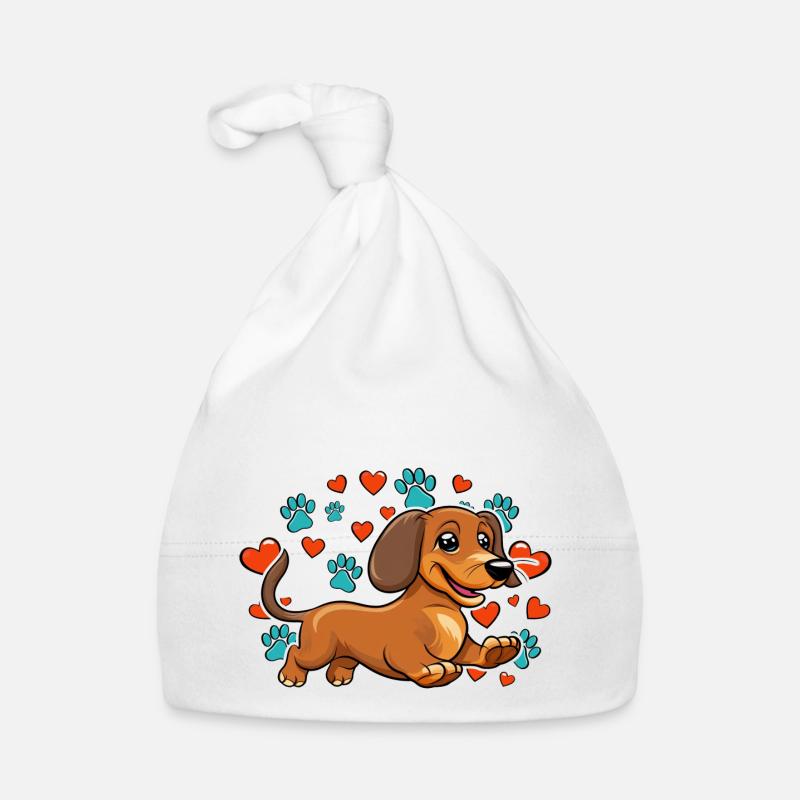 Joyeux teckel coeur pattes Bonnet bio Bébé