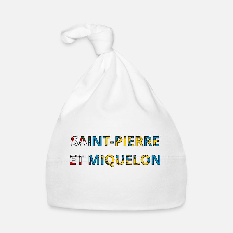 Drapeau Saint perre et miquelon - Bonnet bio Bébé - blanc