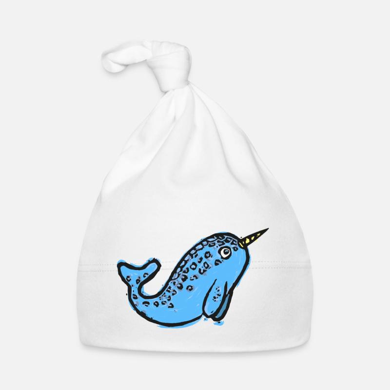 Illustration mignonne de narval Bonnet bio Bébé