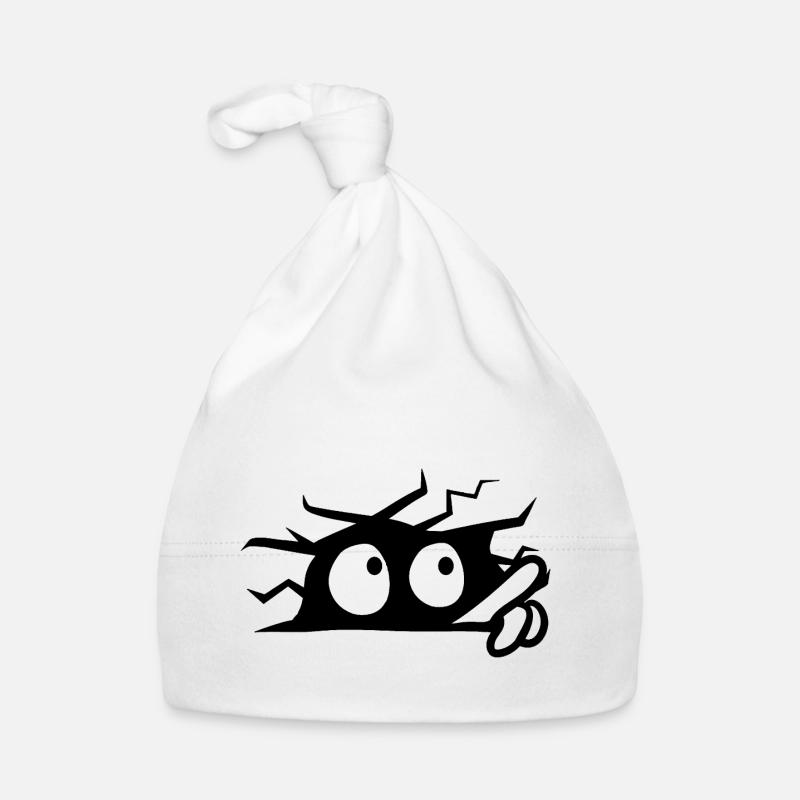 Scared Eyes Behind The Wall - Organic Baby Cap - white