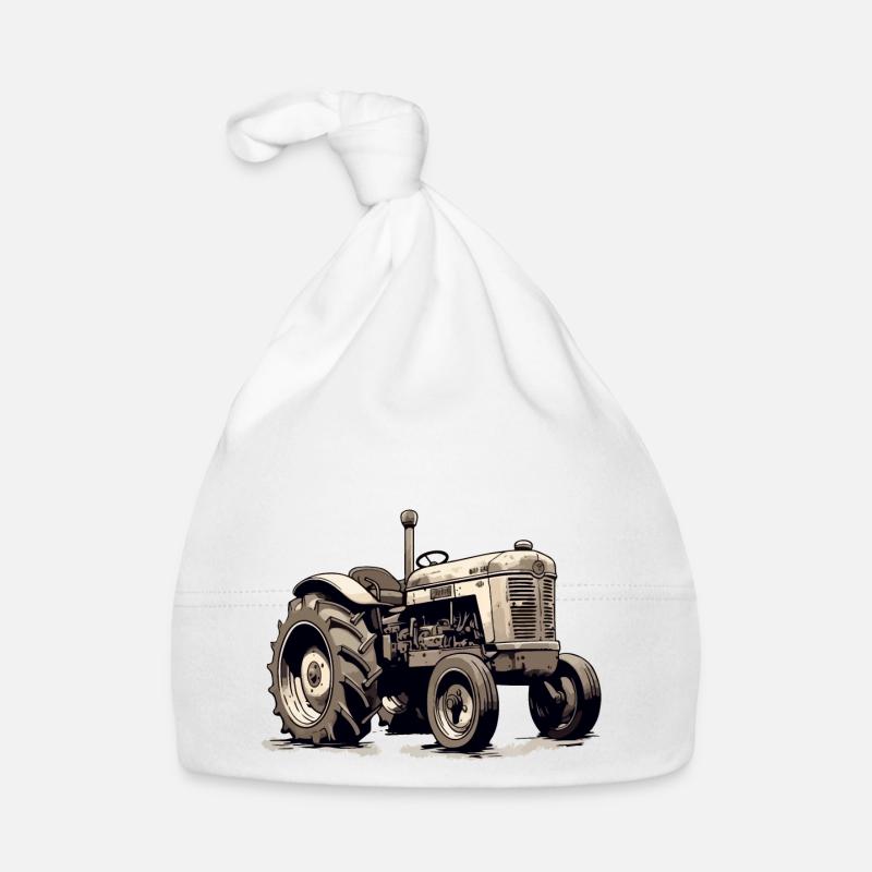 Old-fashioned tractor Organic Baby Cap
