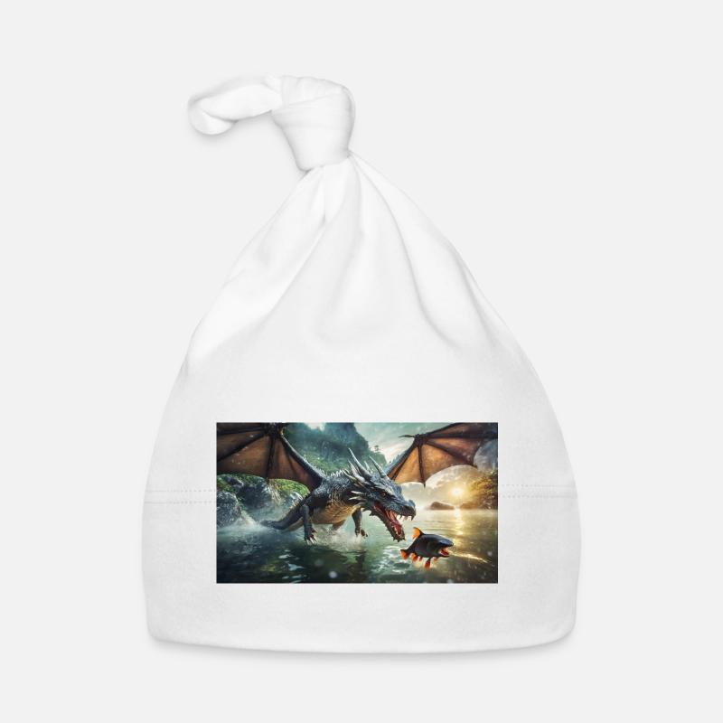 A realistic bad dark dragon is hunting river Organic Baby Cap