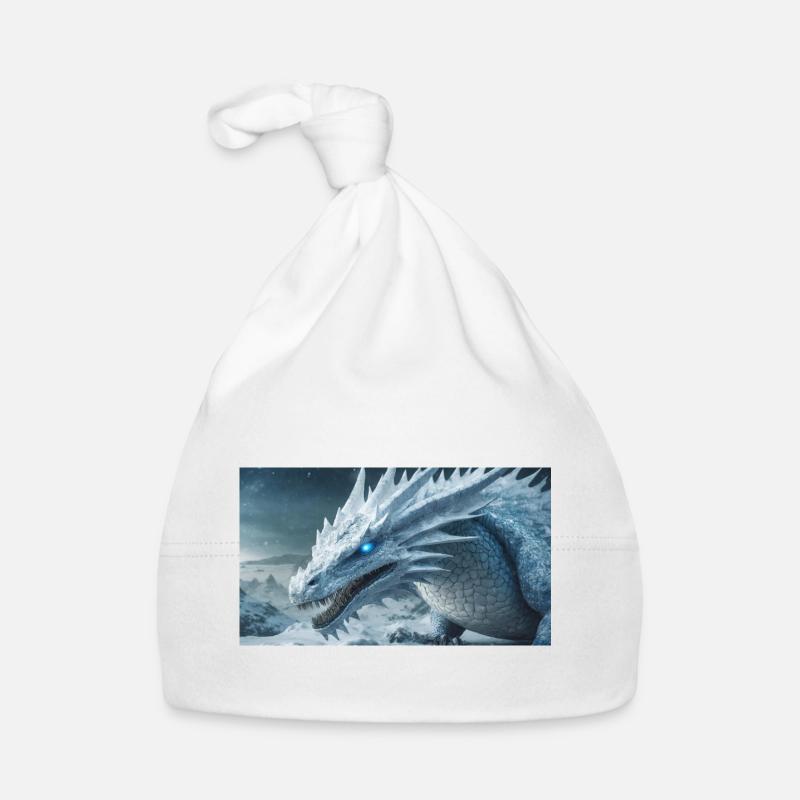 A realistic majestical white ice dragon Organic Baby Cap