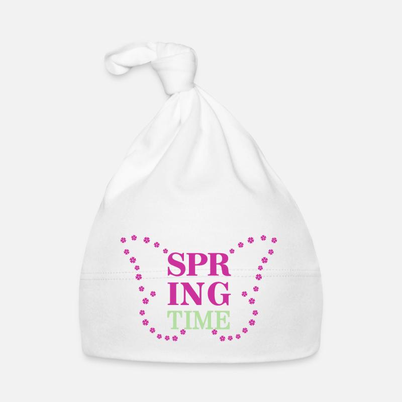 Spring Time - Spring is here! - Organic Baby Cap - white