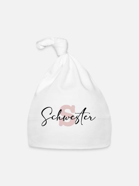 schwester - Baby Bio-Mütze - Weiß - Vorne