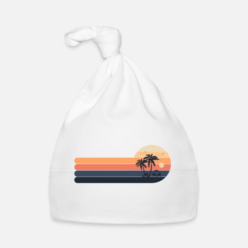 Retro sunset palm Trees Organic Baby Cap